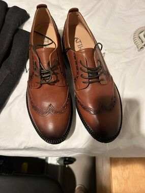 Brown Leather Wingtip Loafers - N/A Brand